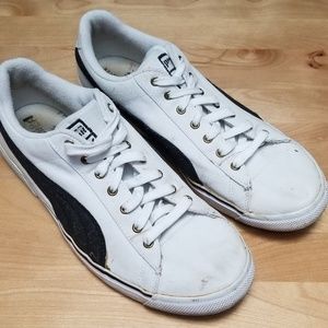 PUMA | WHITE CANVAS W/BLK STRIPE, SZ 12